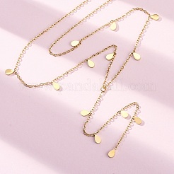 304 Stainless Steel Teardrop Tassel Y Necklaces&nbsp;NJEW-R026-24G