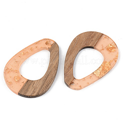 Transparent Resin & Walnut Wood Pendants&nbsp;RESI-S389-026A-B04