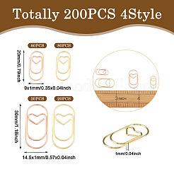 200Pcs 4 Style Carbon Steel Paper Clips&nbsp;FIND-TA0002-17