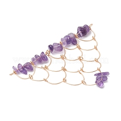 Natural Amethyst Chip Copper Wire Wrapped Connector Charms&nbsp;PALLOY-JF03030-06