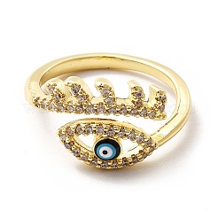 Enamel Evil Eye with Cubic Zirconia Open Cuff Ring&nbsp;KK-H439-42G