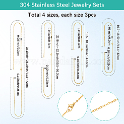 12Pcs 4 Styles 304 Stainless Steel Cable Chain Necklace Making&nbsp;STAS-SC0010-23G
