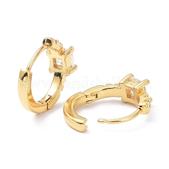 Brass Inlaid Cubic Zirconia Hoop Earrings&nbsp;ZIRC-P090-16G-D