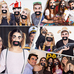 Plush Fiber Self-adhesive Artificial 2 Pairs Eyebrow & 2Pcs Mustaches&nbsp;DIY-GF0011-79