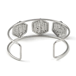 Non-Tarnish 304 Stainless Steel Wide Textured Open Cuff Bangles&nbsp;BJEW-Q348-05P-02