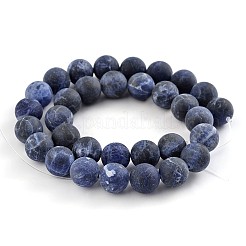 Frosted Natural Sodalite Round Bead Strands&nbsp;G-F231-01-6mm