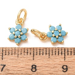 Brass Micro Pave Dark Turquoise Cubic Zirconia Charms&nbsp;CU-K002-05G