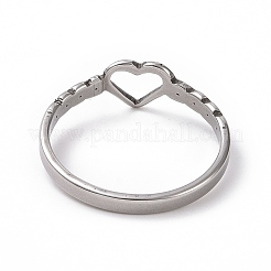 Non-Tarnish 201 Stainless Steel Hollow Heart Finger Ring for Valentine's Day&nbsp;RJEW-J051-26P