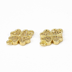 Brass Micro Pave Clear Cubic Zirconia Connector Charms&nbsp;KK-E068-VB338