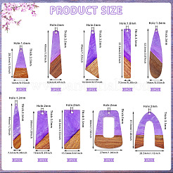 20Pcs 10 Styles Resin & Wood Pendants&nbsp;WOOD-TA0002-67A