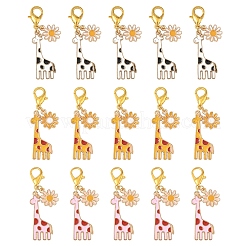 5Pcs Giraffe Alloy Enamel Pendant Decoration&nbsp;HJEW-YW00094-01