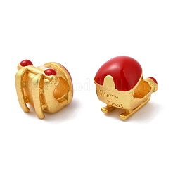 Christmas Rack Plating Brass Enamel European Beads&nbsp;KK-M245-03MG