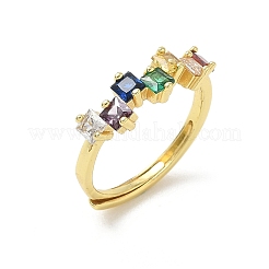 Adjustable Brass Micro Pave Cubic Zirconia Finger Rings&nbsp;RJEW-C163-26A-G
