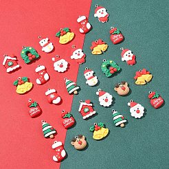 48Pcs 12 Styles Christmas Theme Opaque Resin Pendants&nbsp;RESI-FS0001-73