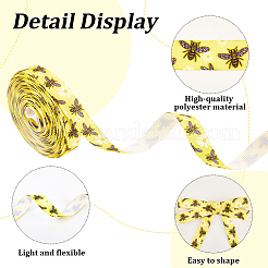 Polyester Bees Printed Grosgrain Ribbons&nbsp;SRIB-WH20020-018C