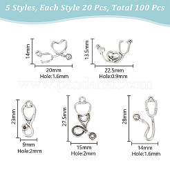 100Pcs 5 Style Tibetan Style Alloy Pendants & Pendant Rhinestone Settings&nbsp;TIBEP-GO0001-04