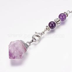 Rough Natural Amethyst Dowsing Pendulums&nbsp;PALLOY-JF00291-02