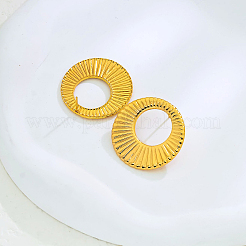 Stainless Steel Textured Flat Round Stud Earrings&nbsp;PG0495