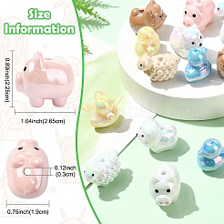 16Pcs 8 Styles Animal Theme UV Plating Acrylic Beads&nbsp;OACR-YW0004-42