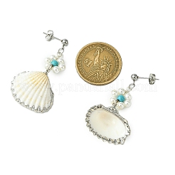 304 Stainless Steel Shell Shape Stud Earrings&nbsp;EJEW-TA00601
