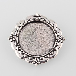 Vintage Alloy Flower Brooch Cabochon Bezel Settings&nbsp;PALLOY-O038-10AS