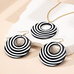 Bohemian Style Zebra Pattern Round Acrylic Pendant Necklace & Dangle Earring Sets&nbsp;FS-WG10A75-01