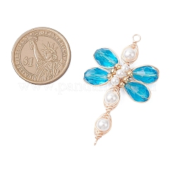 Dragonfly Glass Beaded Connector Charms&nbsp;PALLOY-TA00315-03