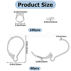80Pcs 304 Stainless Steel Leverback Earring Findings&nbsp;STAS-SP0001-18P