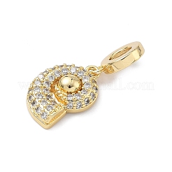 Brass Micro Pave Clear Cubic Zirconia Sea Animals European Dangle Charms&nbsp;KK-Z143-02G-02