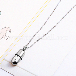 Non-Tarnish Medical Theme Pill Shape 304 Stainless Steel Pendant Necklaces with Cable Chains&nbsp;JS1441-3