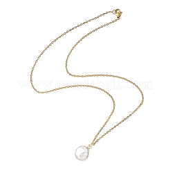 Electroplated Natural Keshi Pearl Pendant Necklaces&nbsp;NJEW-JN05604-02