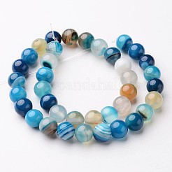 Natural Striped Agate/Banded Agate Beads Strands&nbsp;X-G-D845-01E-8mm