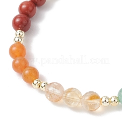 Natural Amethyst & Red Jasper & Red Aventurine & Synthetic Hematite & Lapis Lazuli & Citrine & White Jade & Green Aventurine Beaded Stretch Bracelets for Girls&nbsp;BJEW-JB12174