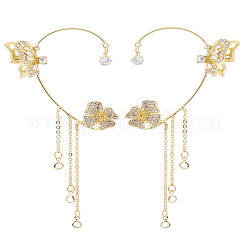 1 Pair Alloy Glass Tassel Cuff Earrings for Women&nbsp;EJEW-LP0001-65