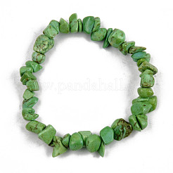 Unisex Chip Synthetic Turquoise Beaded Stretch Bracelets&nbsp;BJEW-S143-23