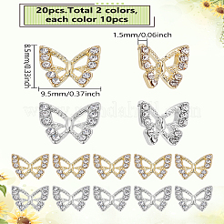 20Pcs 2 Colors Alloy Rhinestone Cabochons&nbsp;FIND-LP0003-64