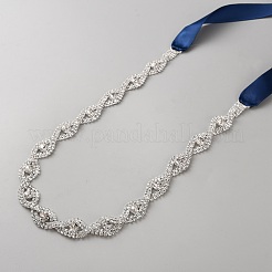 Metal Full Crystal Rhinestone Horse Eye Bridal Waist Belts for Wedding Dress&nbsp;AJEW-WH20080-65E-S