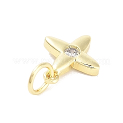 Cross Charms Rack Plating Brass Cubic Zirconia&nbsp;KK-M293-20G-01