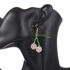Cherry Glass Seed Beads & Acrylic Dangle Earrings&nbsp;EJEW-MZ00699-01