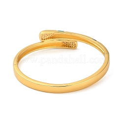 Brass Micro Pave Clear Cubic Zirconia Eye Enamel Bangles for Women&nbsp;BJEW-M312-14G