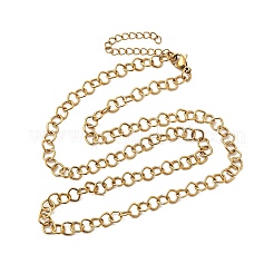 5MM 304 Stainless Steel Rhombus Link Chain Necklaces for Women Men&nbsp;NJEW-A054-02G
