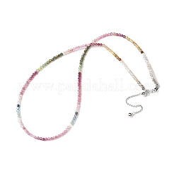 Natural Multicolor Tourmaline Faceted Rondelle Beaded Necklaces&nbsp;NJEW-Z066-01P
