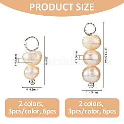 12Pcs 4 Styles Natural Pearl Two Sides Polished Charms&nbsp;PALLOY-FH00088