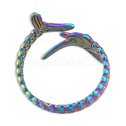 Ion Plating(IP) 201 Stainless Steel Fishbone Wrap Open Cuff Ring for Women&nbsp;RJEW-N038-101M