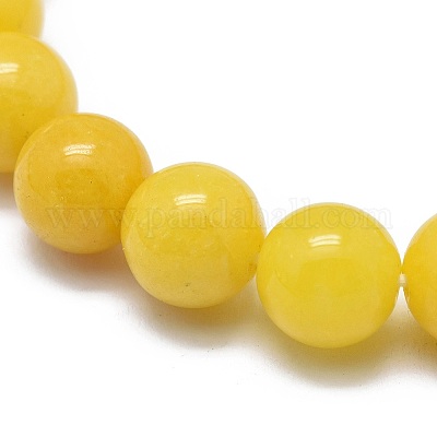 Natural Yellow Jade Bead Stretch Bracelets&nbsp;BJEW-K212-B-038-1