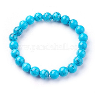 Synthetic Turquoise Beads Stretch Bracelets&nbsp;BJEW-F380-01-B03-1