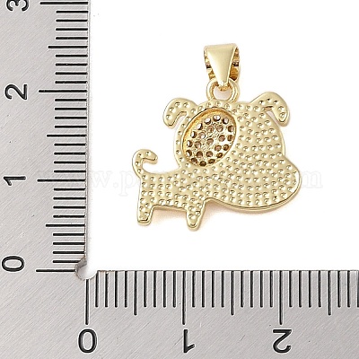 Brass Micro Pave Clear Cubic Zirconia Pendants&nbsp;KK-I712-41G-1