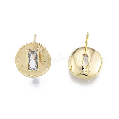 Brass Clear Cubic Zirconia Stud Earring Findings&nbsp;KK-G432-22G-1
