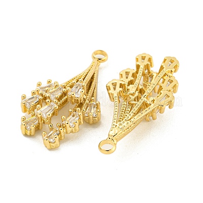Brass Micro Pave Clear Cubic Zirconia Pendants&nbsp;KK-P263-10G-1