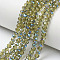 Electroplate Glass Beads Strands, Half Plated, Blue Plated, Faceted, Rondelle, Yellow Green, 4x3.5mm, Hole: 0.4mm, about 100~110pcs/strand, 14.5~15.7 inch(37~40cm)